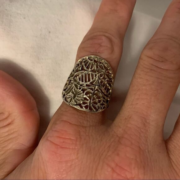 Sterling Silver Filagree Ring Sz 9.5 - Picture 1 of 6